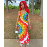 Rainbow Print Halter Dress